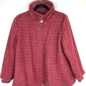Prana Raisin Chevron Wool Coat Steel Zip Jacket